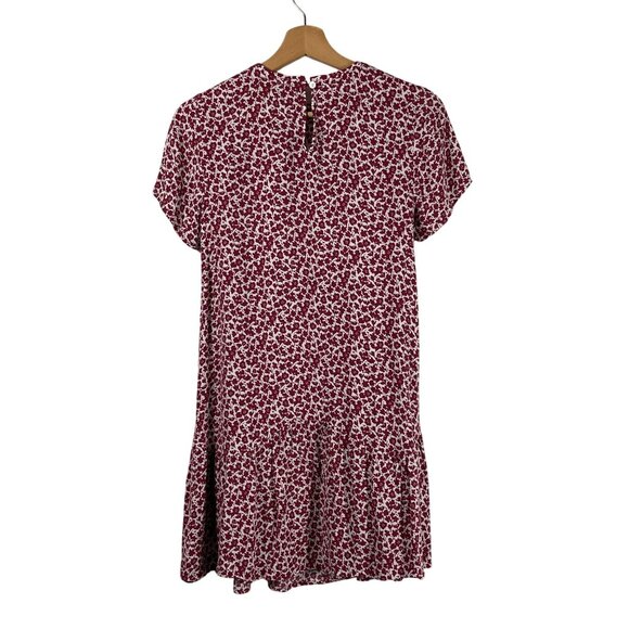 Loft Women's Floral Flounce Swing Short Sleeve Mini Dress Red Size 00P - Picture 2 of 5